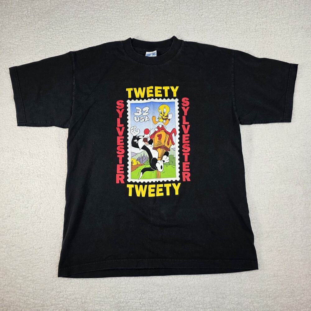 Vintage Looney Tunes Shirt Mens L/XL Bugs Bunny Stamp Cartoon Made USA 90s